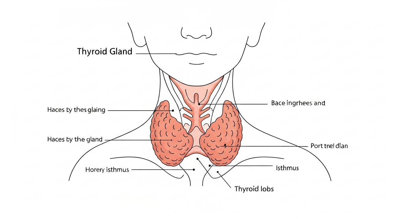 Illustratie van de schildklier in de hals