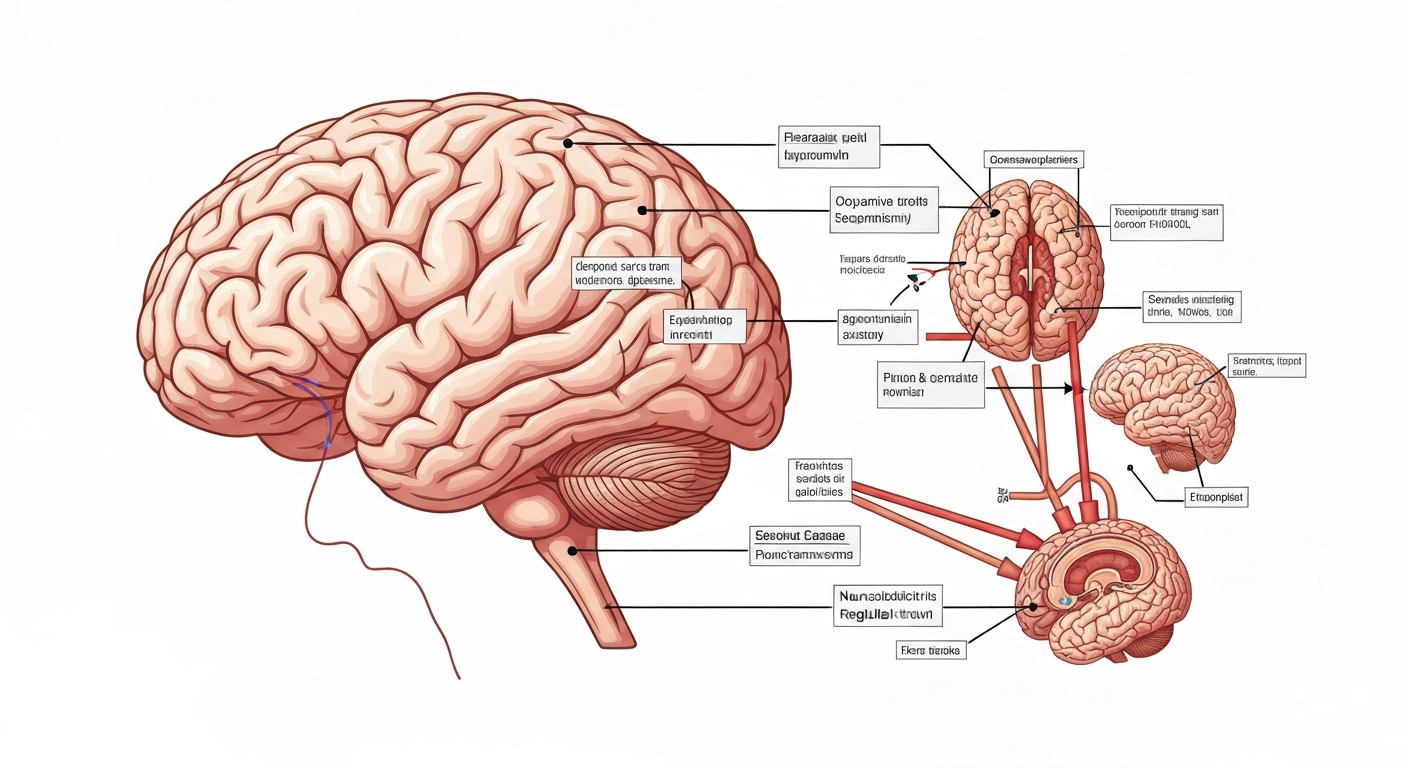 Illustratie van hormonen effect op stemming en hersenen