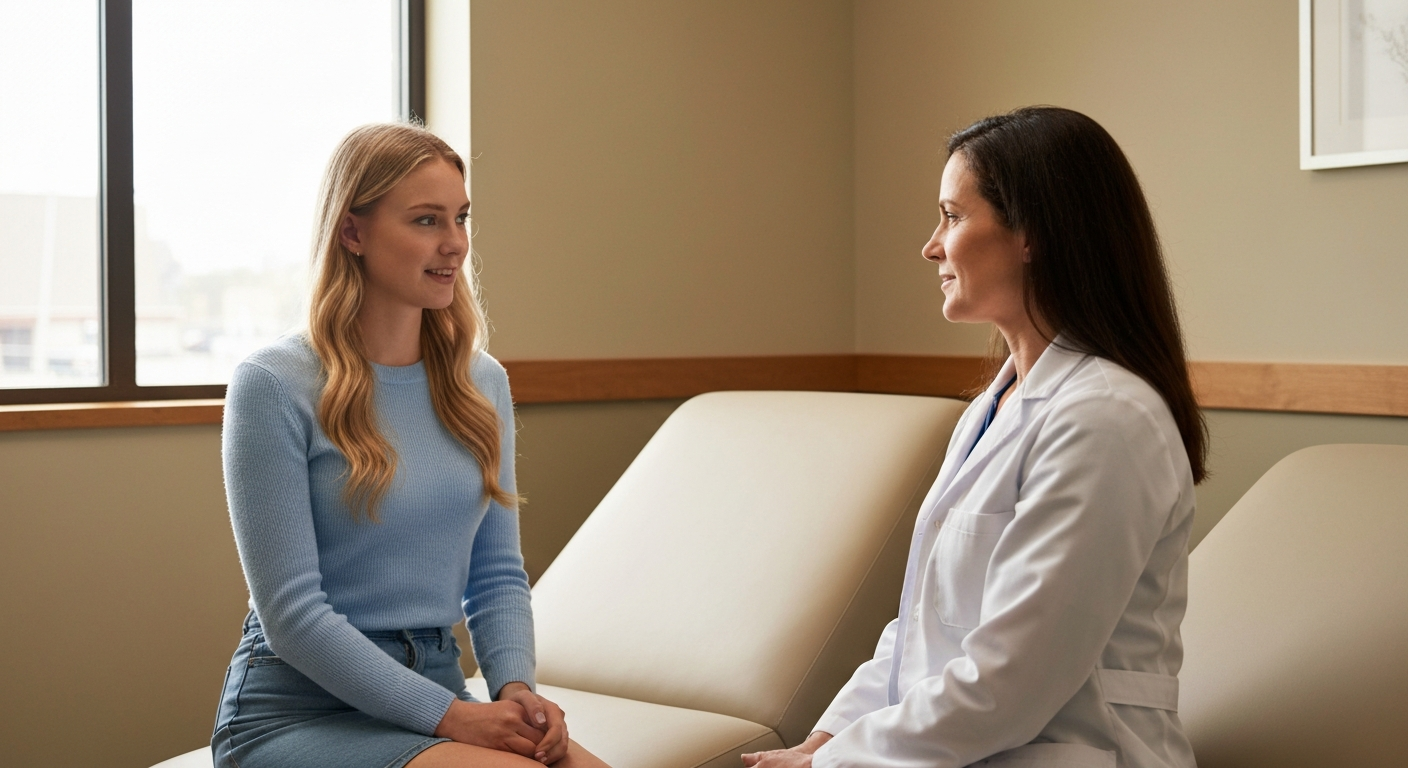 Vrouw bespreekt anticonceptie met gynaecoloog